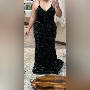 Elegant Emerald Green Sequin Gown